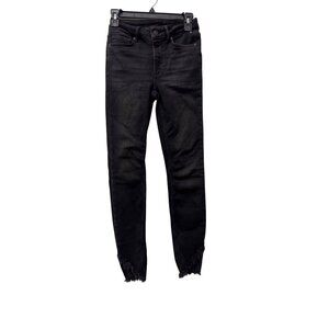 Allsaints Women's Size S Black Skinny Jeans With Frayed Hem